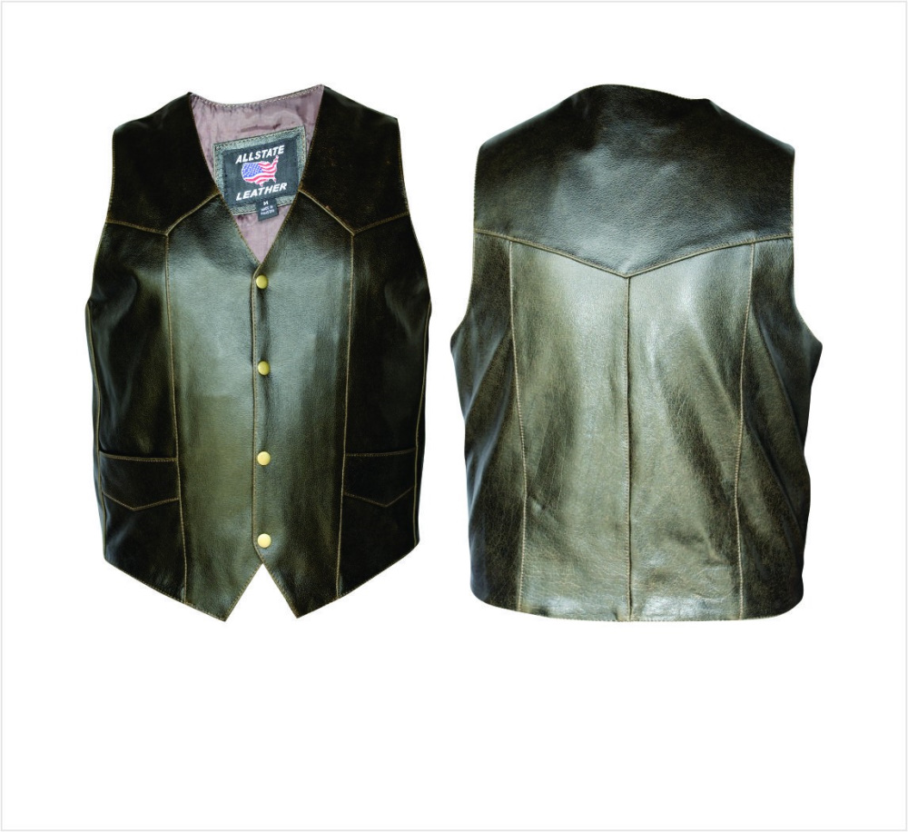 (image for) Men's Dark Brown Rustic Buffalo Leather Vest